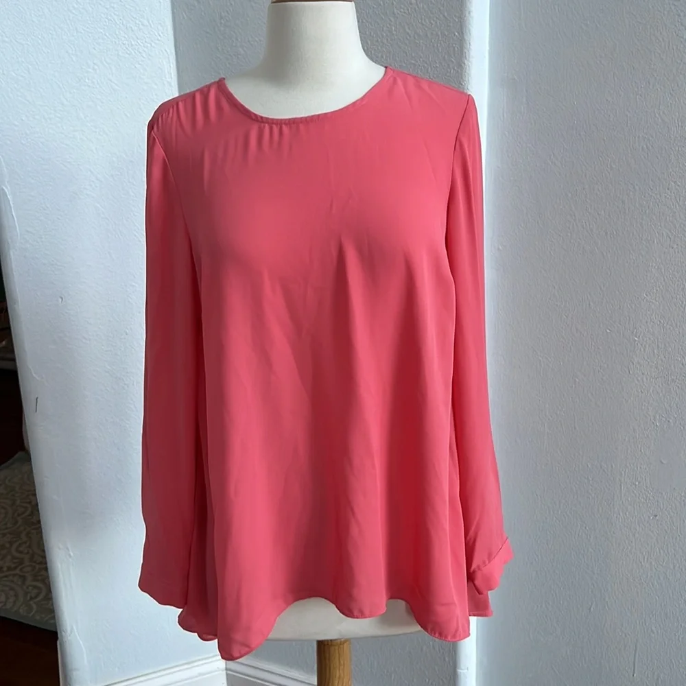 Vince Camuto‎ Women's Blouse Orange High Low Crepe Size S